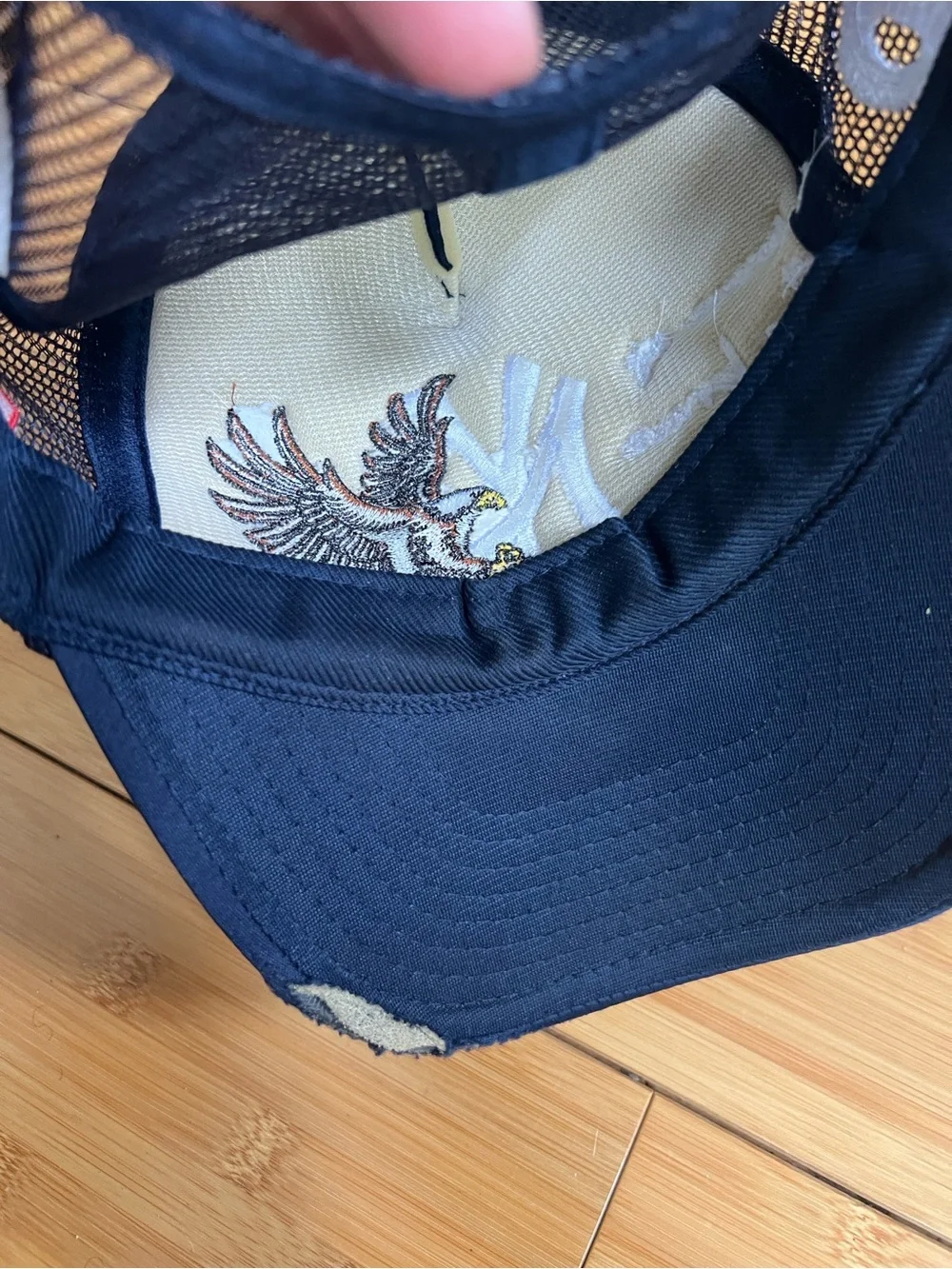 Pout Navy Trucker Hat with Eagle Embroidery